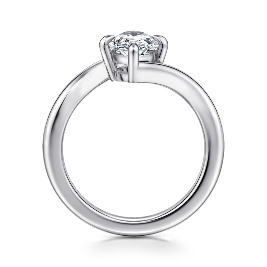 Gabriel & Co. Rosette White Gold Contemporary Bypass 1.5 Carat Marquise Solitaire Diamond Engagement Ring