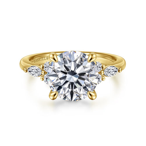 Gabriel & Co. Avah round diamond cluster engagement ring in 14K yellow gold with 0.30 ct of diamonds at Ben Garelick Jewelers Top
