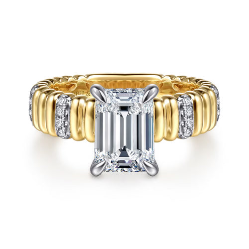 Gabriel & Co. Danette Two-Tone 14K Yellow & White Gold Ribbed Diamond Engagement Ring ER16929E8M44JJ At Ben Garelick Jewelers Top