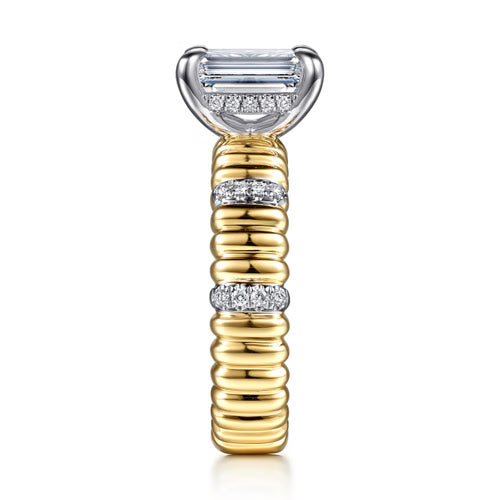 Gabriel & Co. Danette Two-Tone 14K Yellow & White Gold Ribbed Diamond Engagement Ring At Ben Garelick Right