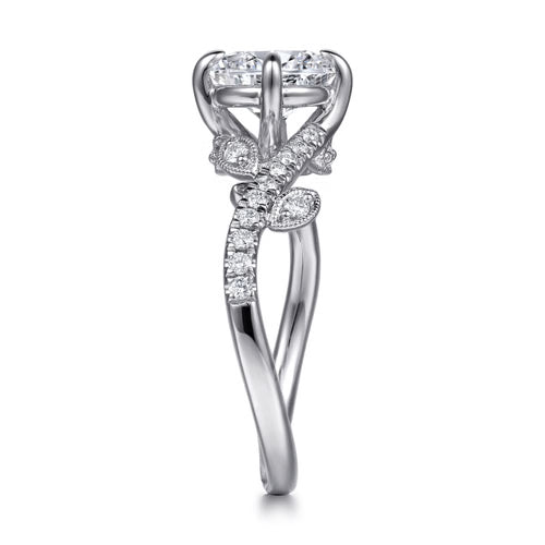 Gabriel & Co. Darcie Floral Nouveau leaf bypass engagement ring in 14K white gold with 0.25 ct of diamonds at Ben Garelick Jewelers Right