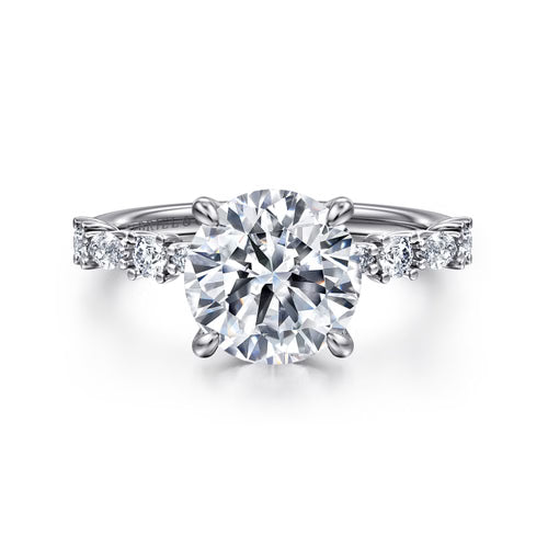 Gabriel & Co. Juliet 14K white gold engagement ring with marquise and round diamond band and hidden halo, 0.50 ctw, at Ben Garelick Jewelers Top
