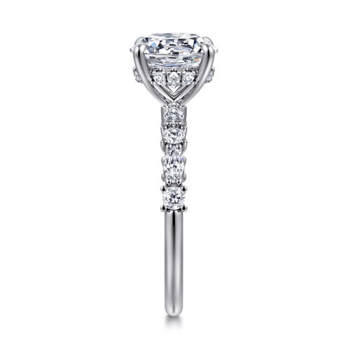 Gabriel & Co. Juliet 14K white gold engagement ring with marquise and round diamond band and hidden halo, 0.50 ctw, at Ben Garelick Jewelers Right