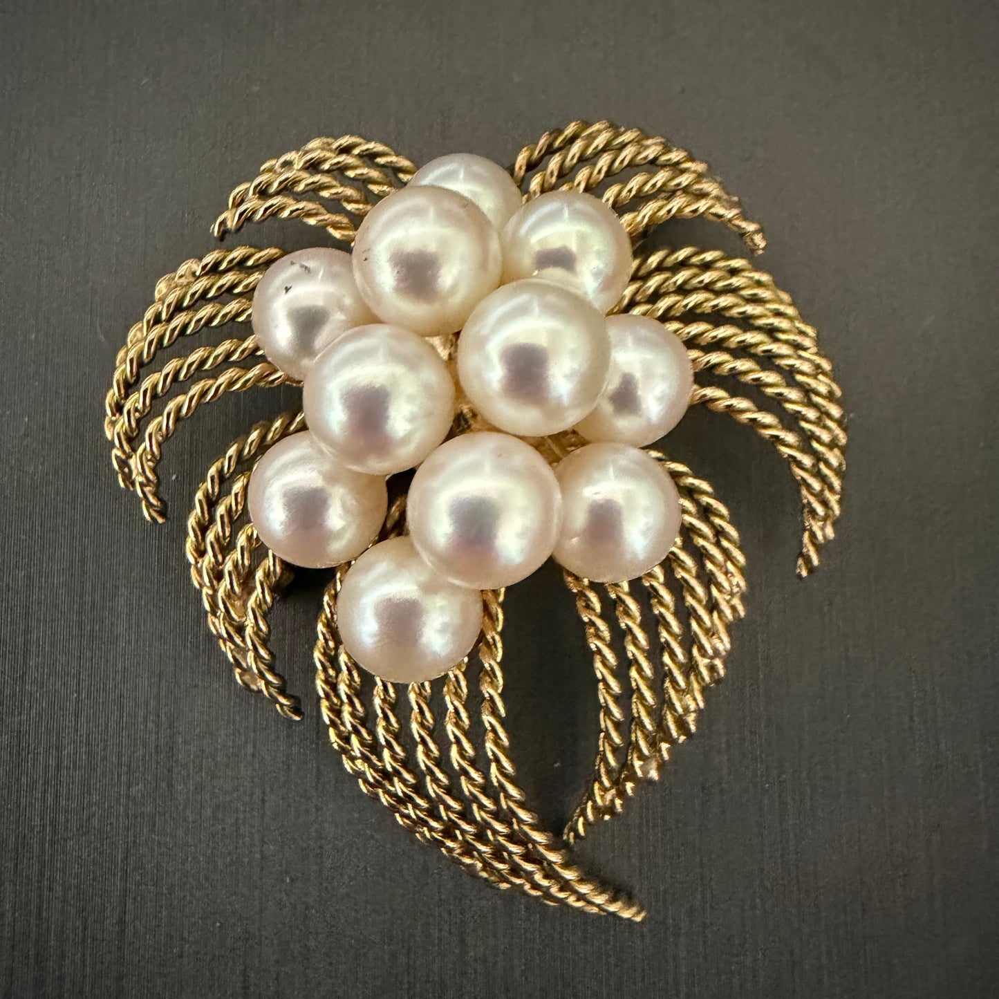 Ben Garelick Estate 14K Yellow Gold Pearl Art Deco Brooch