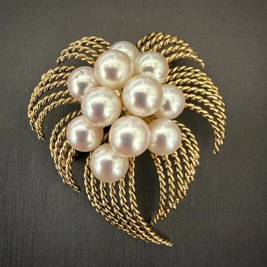 Ben Garelick Estate 14K Yellow Gold Pearl Art Deco Brooch
