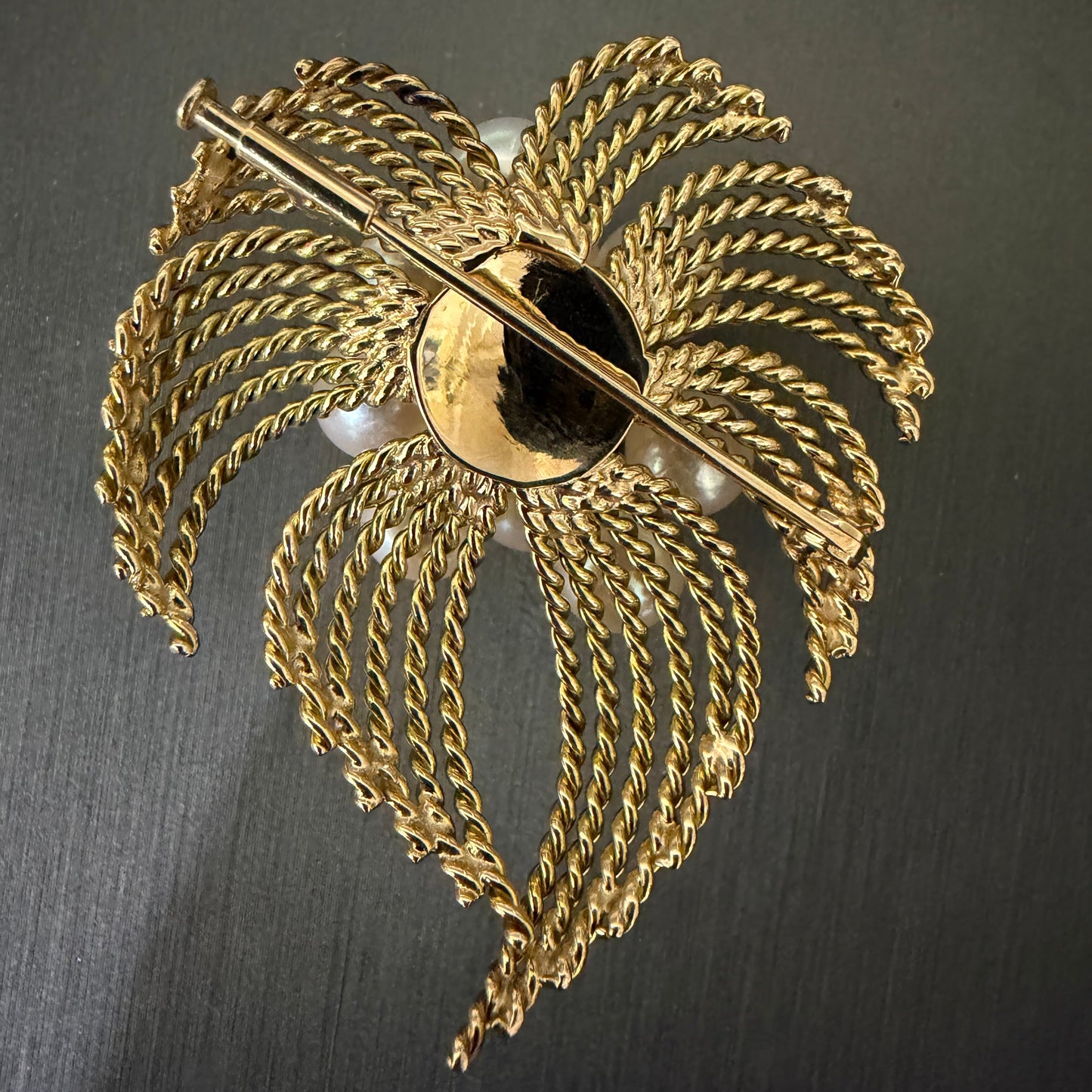 Ben Garelick Estate 14K Yellow Gold Pearl Art Deco Brooch