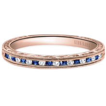 Load image into Gallery viewer, Kirk Kara Rose Gold &quot;Stella&quot; Blue Sapphire Diamond Wedding Band Front View
