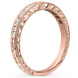 Load image into Gallery viewer, Kirk Kara Rose Gold Stella Wheat Engraved Diamond Wedding Band Angled Side View
