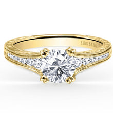 Load image into Gallery viewer, Kirk Kara Yellow Gold &quot;Stella&quot; Graduating Diamond Engagement Ring  Front View
