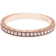 Load image into Gallery viewer, Kirk Kara Rose Gold Carmella Hand Engraved Diamond Wedding Band Front View
