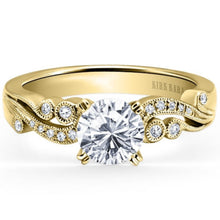 Load image into Gallery viewer, Kirk Kara Yellow Gold &quot;Angelique&quot; Vintage Diamond Engagement Ring Front View
