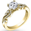 Load image into Gallery viewer, Kirk Kara Yellow Gold &quot;Angelique&quot; Vintage Diamond Engagement Ring Angled Side View
