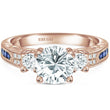 Load image into Gallery viewer, Kirk Kara Rose Gold &quot;Charlotte&quot; Three Stone Blue Sapphire Diamond Engagement Ring Front View
