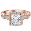 Load image into Gallery viewer, Kirk Kara Rose Gold Pirouetta Large Princess Cut Halo Diamond Engagement Ring Front View
