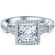 Load image into Gallery viewer, Kirk Kara White Gold Pirouetta Large Princess Cut Halo Diamond Engagement Ring Front View
