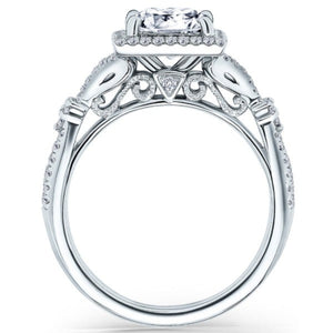 Kirk Kara White Gold Pirouetta Large Princess Cut Halo Diamond Engagement Ring Side View 