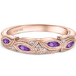 Load image into Gallery viewer, Kirk Kara Rose Gold &quot;Dahlia&quot; Purple Amethyst Marquise Leaf Shaped Wedding Band Front View
