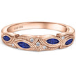 Load image into Gallery viewer, Kirk Kara Rose Gold &quot;Dahlia&quot; Blue Sapphire Marquise Leaf Shaped Designed Wedding Band Front View
