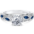 Load image into Gallery viewer, Kirk Kara White Gold &quot;Dahlia&quot; Marquise Cut Blue Sapphire Diamond Engagement Ring Front View 
