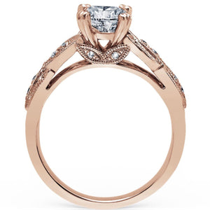 Kirk Kara Rose Gold "Dahlia" Leaf Diamond Engagement Ring Side View