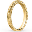 Load image into Gallery viewer, Kirk Kara Yellow Gold &quot;Stella&quot; Scroll Engraved Milgrain Wedding Band Angled Side View
