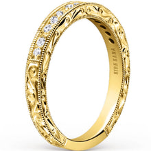 Load image into Gallery viewer, Kirk Kara &quot;Stella&quot; Diamond Wedding Band with Wheat Engravings and Milgrain Edging
