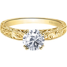 Load image into Gallery viewer, Kirk Kara &quot;Stella&quot; Round Cut Diamond Engraved Engagement Ring
