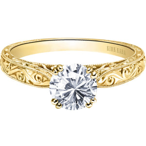 Kirk Kara "Stella" Round Cut Diamond Engraved Engagement Ring