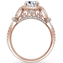 Load image into Gallery viewer, Kirk Kara Rose Gold &quot;Mini-Pirouetta&quot; Halo Diamond Engagement Ring Side View

