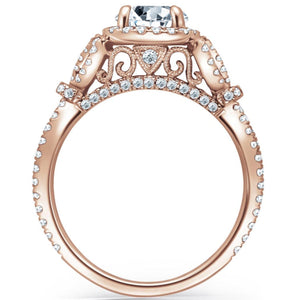 Kirk Kara Rose Gold "Mini-Pirouetta" Halo Diamond Engagement Ring Side View