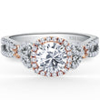Load image into Gallery viewer, Kirk Kara White &amp; Rose Gold &quot;Mini-Pirouetta&quot; Halo Diamond Engagement Ring Front View

