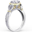 Load image into Gallery viewer, Kirk Kara White &amp; Yellow Gold &quot;Mini-Pirouetta&quot; Halo Diamond Engagement Ring Angled Side View
