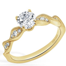 Load image into Gallery viewer, Kirk Kara Rose Gold &quot;Pirouetta&quot; Twist Milgrain Engagement Ring  Angled Side View
