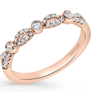 Kirk Kara Rose Gold "Lori" Split Shank Bezel Set Diamond Engagement Ring Angled Side View 