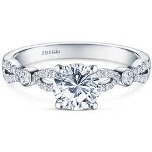Kirk Kara White Gold "Lori" Vintage Style Twist Diamond Engagement Ring Front View 