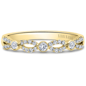 Kirk Kara Yellow Gold "Lori" Split Shank Bezel Set Diamond Engagement Ring Front View