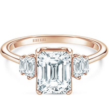 Load image into Gallery viewer, Kirk Kara Rose Gold &quot;Stella&quot; Five Stone Emerald and Baguette Diamond Engagement Ring Front View
