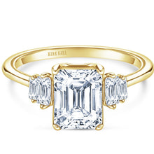 Load image into Gallery viewer, Kirk Kara Yellow Gold &quot;Stella&quot; Five Stone Emerald and Baguette Diamond Engagement Ring Front View

