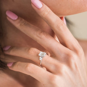 Kirk Kara "Stella" Five Stone Emerald and Baguette Diamond Engagement Ring