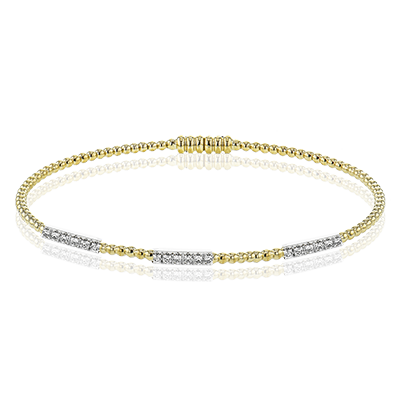 Simon G. 18K Two-Tone Yellow & White Gold Three Station Diamond Pave Bangle Bracelet