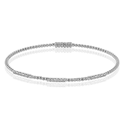 Simon G. 18K White Gold Three Station Diamond Pave Bangle Bracelet