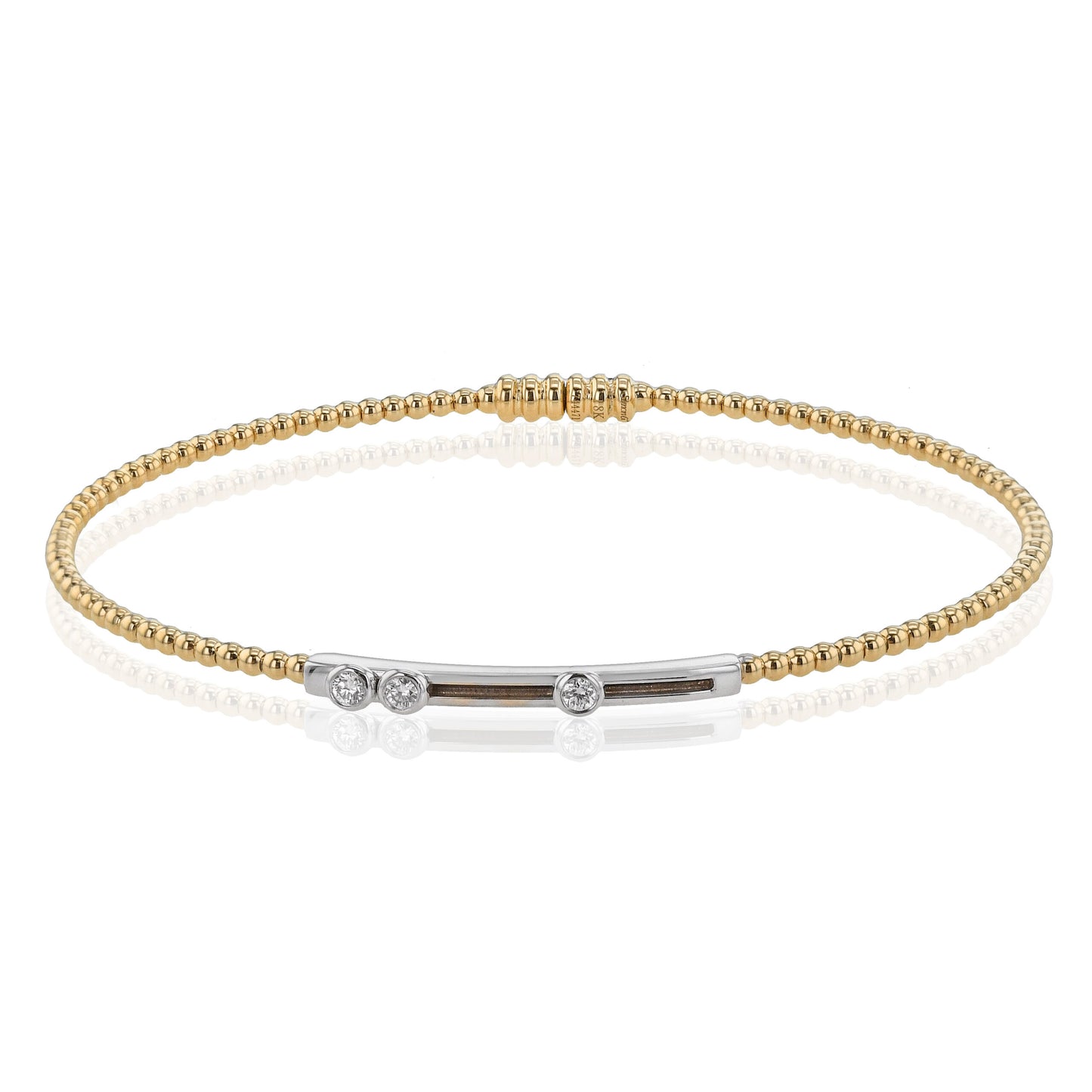 Simon G. 18K Two-Tone Yellow & White Gold Diamond Bar Bezel Set Moving Diamond Bracelet