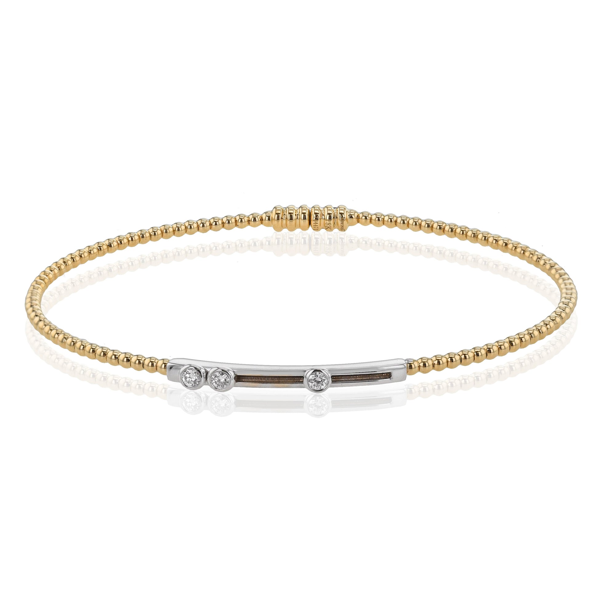 Simon G. 18K Two-Tone Yellow & White Gold Diamond Bar Bezel Set Moving Diamond Bracelet