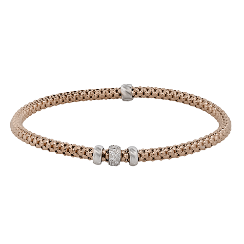 Simon G. 18K Rose Gold 7 Inch 4MM Diamond Stretch Bangle Bracelet