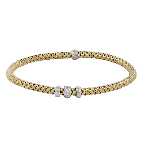 Simon G. 18K Yellow Gold 7 Inch 4MM Diamond Stretch Bangle Bracelet