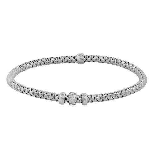 Simon G. 18K White Gold 7 Inch 4MM Diamond Stretch Bangle Bracelet