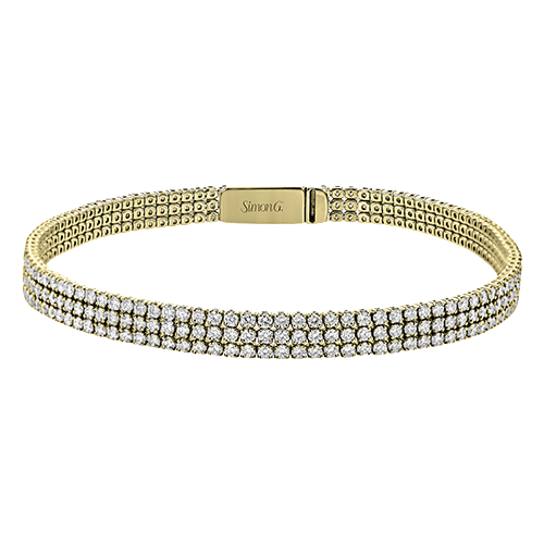 Simon G. 18K Yellow Gold Three Row Diamond Pave Bracelet