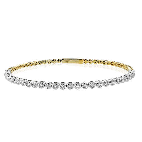 Simon G. 18K Two-Tone Yellow & White Gold Bezel Set Round Diamond Bangle Bracelet