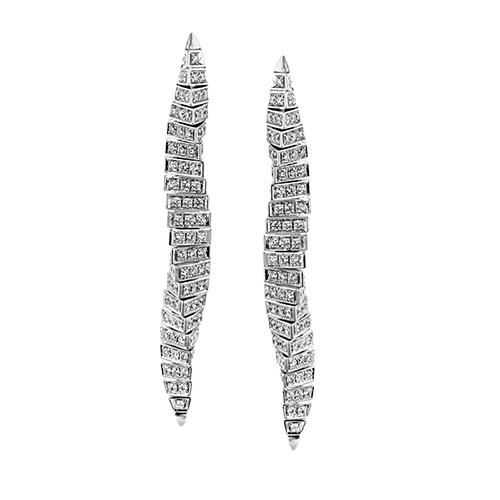 Simon G. LE4963 pave diamond twist drop earrings in white gold