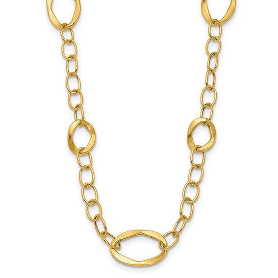 Ben Garelick 14K Yellow Gold Polished Fancy Link Necklace, 17 Inch with 2 Inch Extender